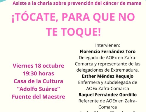 La AOEX llevará a cabo en Fuente del Maestre una charla informativa sobre la “Prevención del Cáncer de Mama”